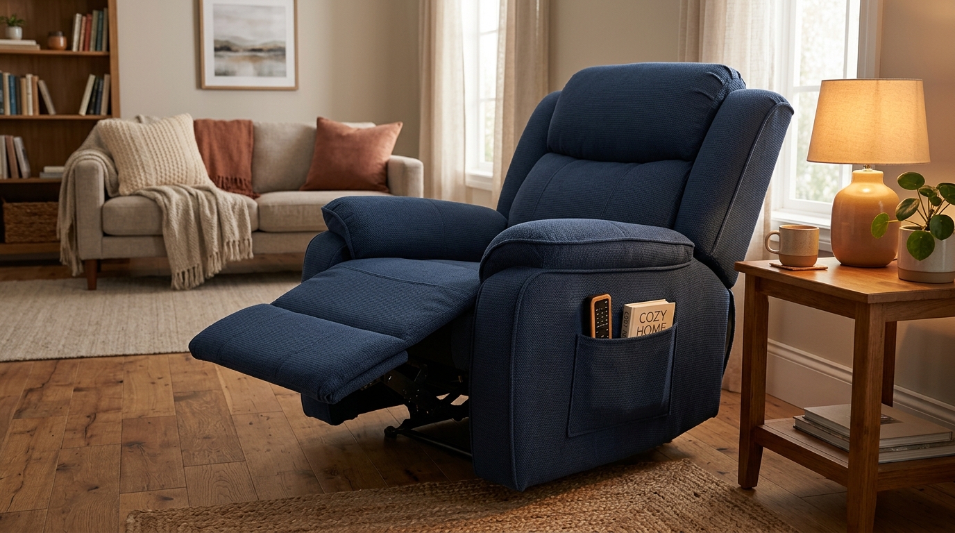 Installing cover on recliner armchair